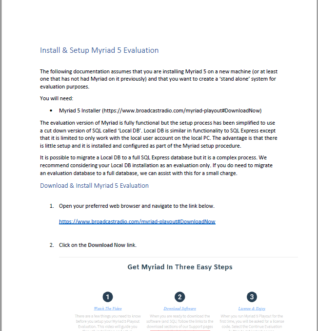 A page that says `` install and setup myriad 5 evaluation '' on it