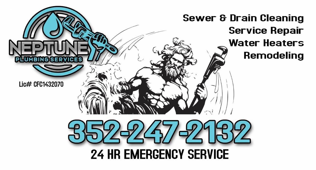 A business card for neptune plumbing and drain cleaning