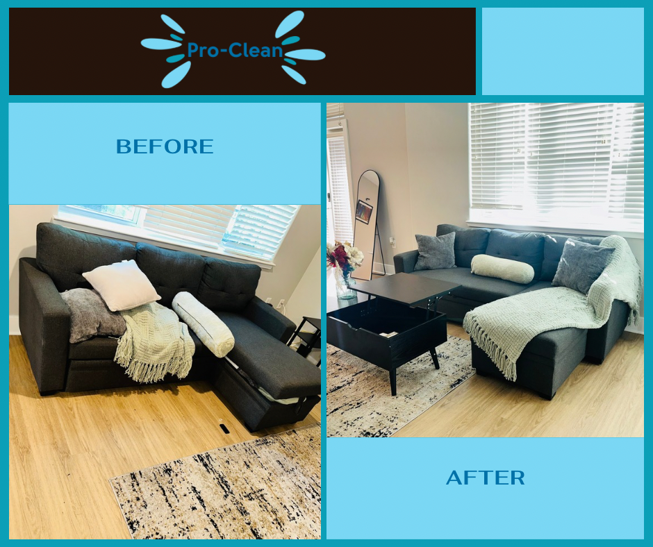 Pro-Clean living room refresh: Expert sofa and home cleaning for a tidy, cozy space. 