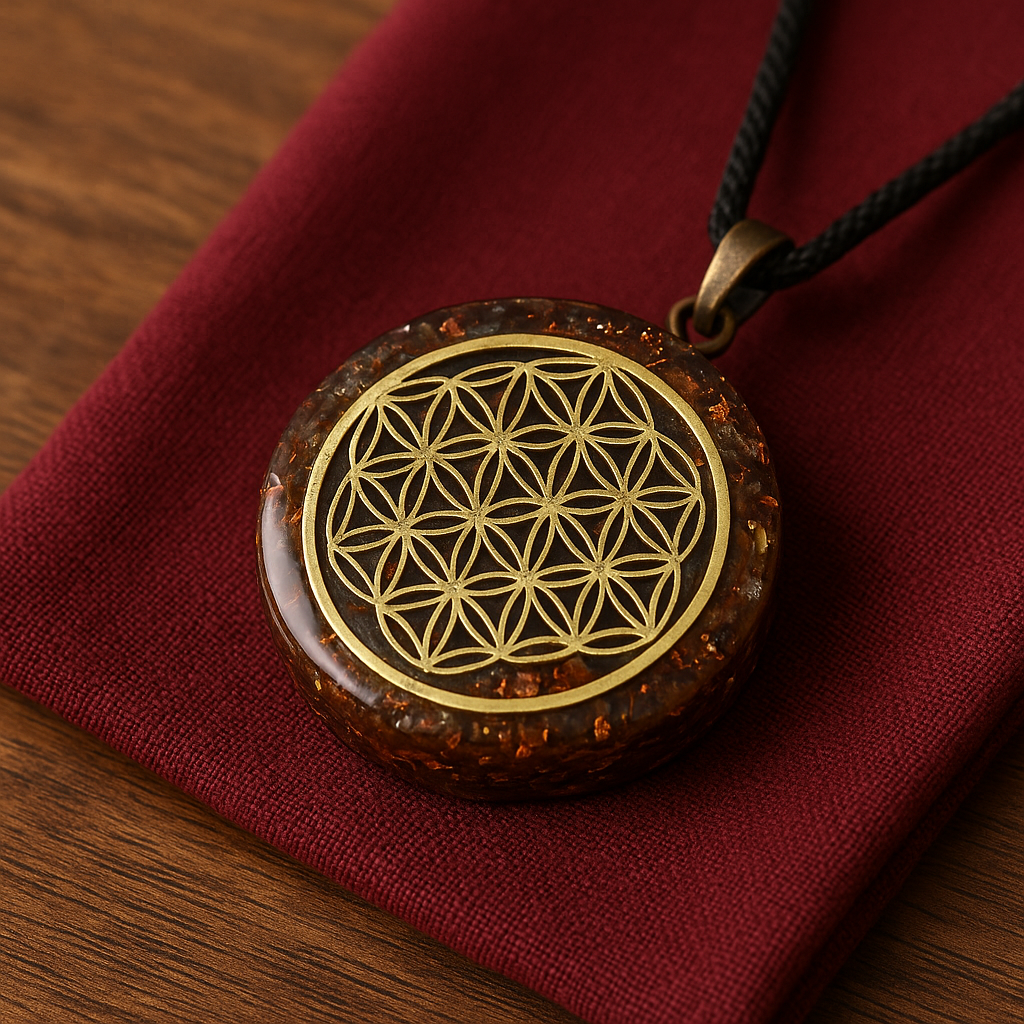 Orgone Pendants with tree of life pattern.