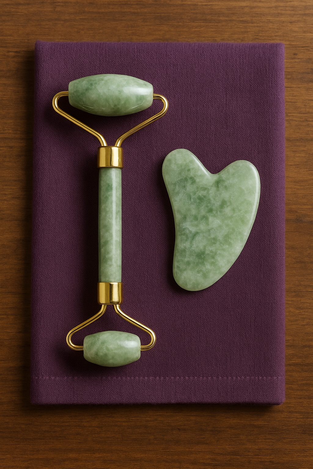 Jade crystal face Roller and Gua Sha tool.