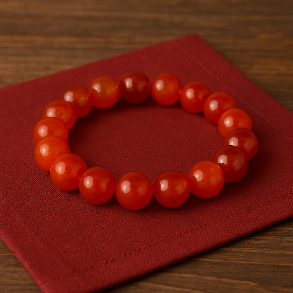 Polished gemstone bracelet.