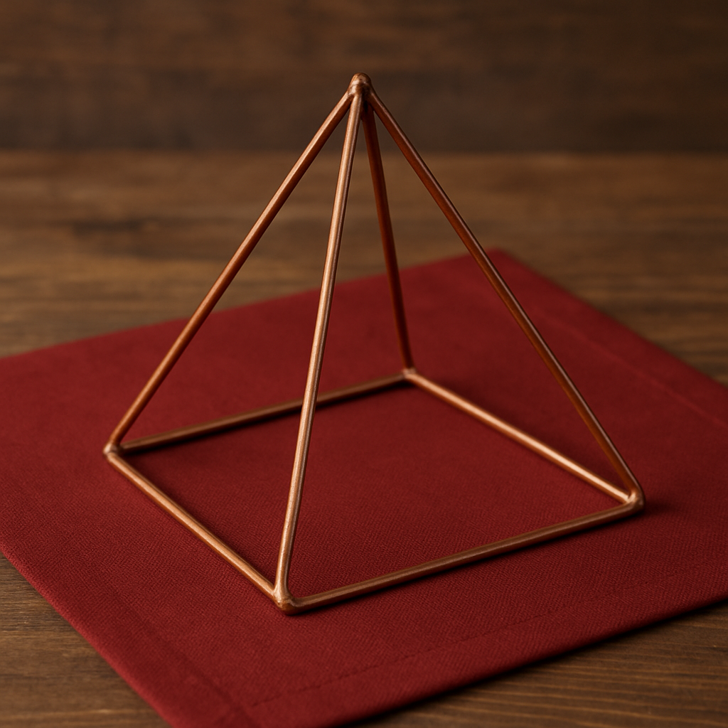 Cooper wire frame pyramid.