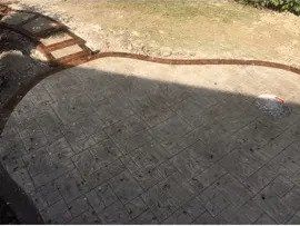 A textured concrete patio