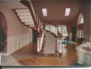 A picture of a staircase in a living room