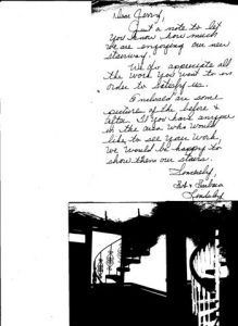 A handwritten letter with a picture of stairs on it