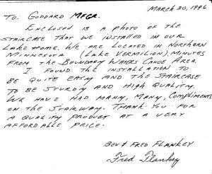 A handwritten letter from fred flanker on march 20th 1994