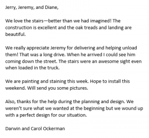Jerry , jeremy , and diane appreciate jeremy for delivering and helping unload them !