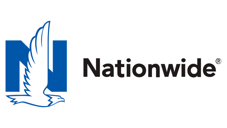 A blue and white logo for nationwide with an eagle on it.