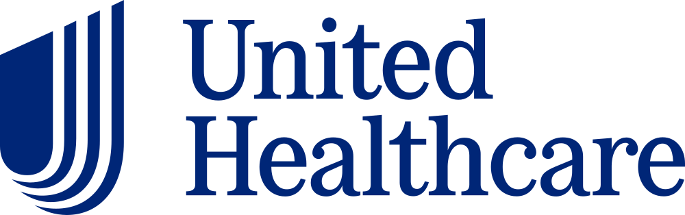 The logo for united healthcare is blue and white.