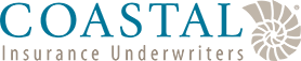 A logo for coastal insurance underwriters with a shell on it