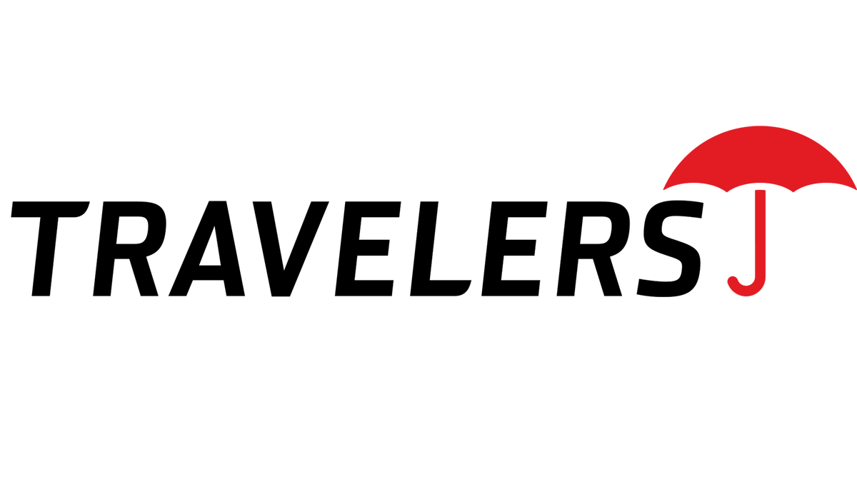 The logo for travelers j is a red umbrella with a sun in the background.