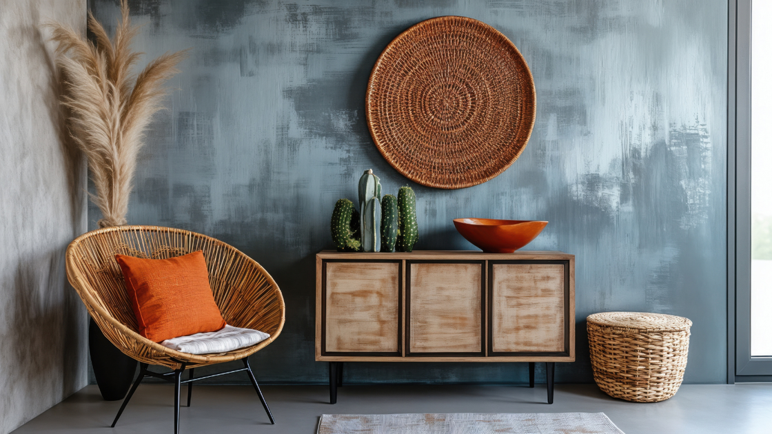 Kitchen with white and light wood cabinets, stainless steel appliances, and blue tiled backsplash.