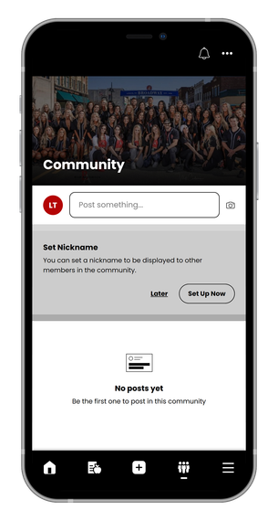 A cell phone with the word community on the screen