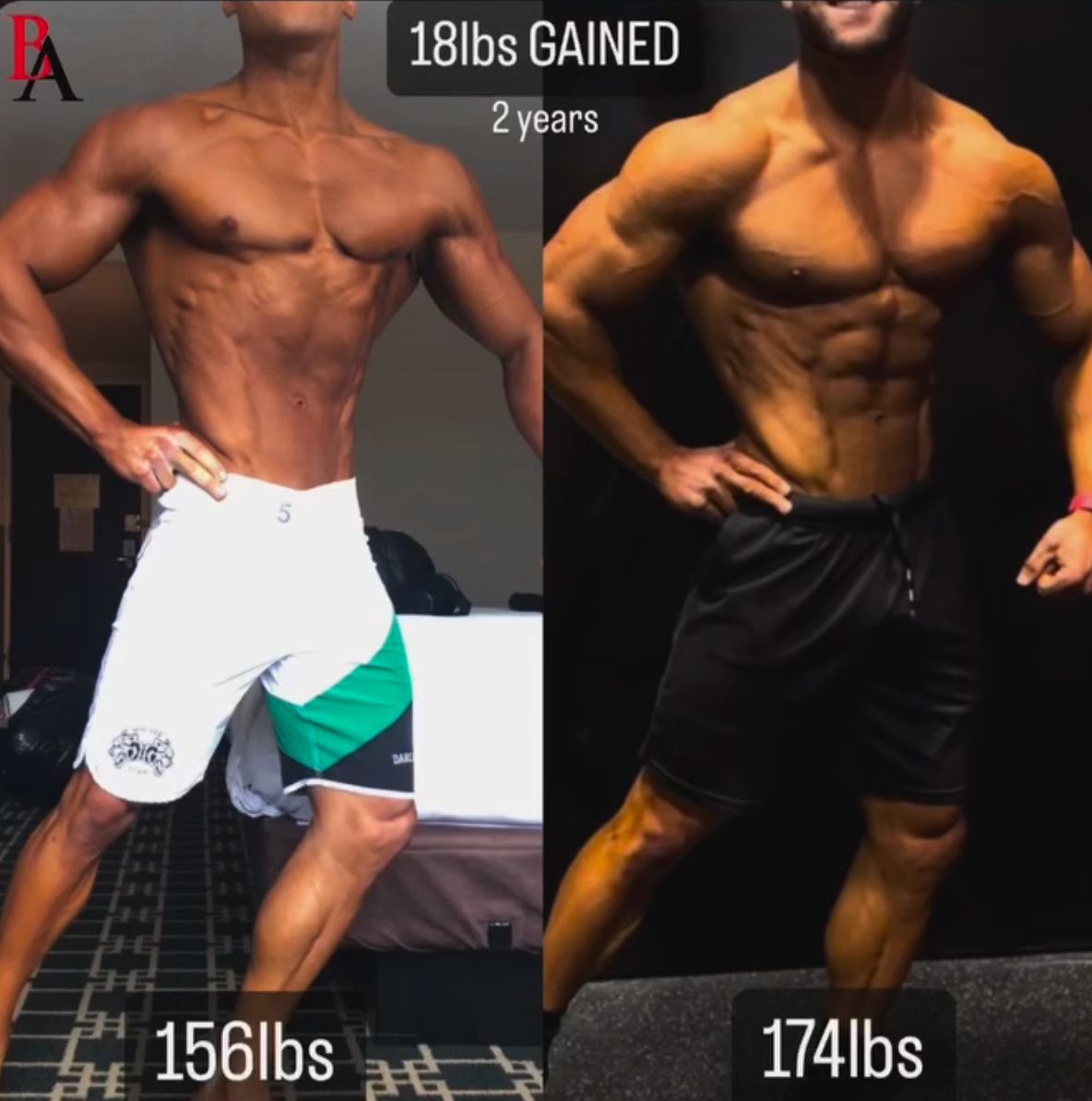 A man has gained 18 lbs in 2 years