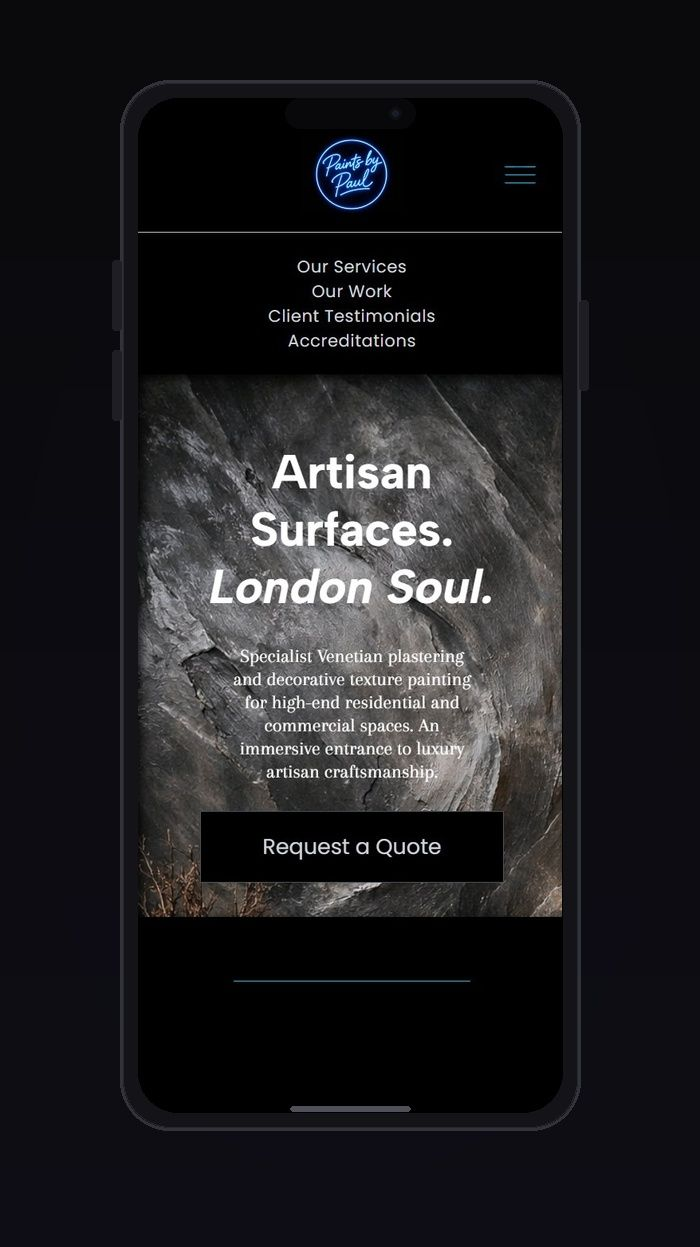 Mobile-ready tradesperson website built by TradeSite AI — Paints by Paul example