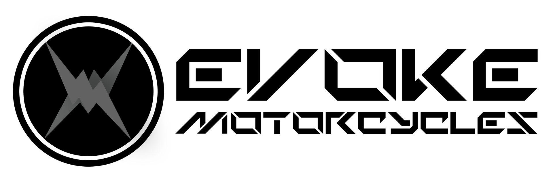 A black and white logo for evolve motorcycles.