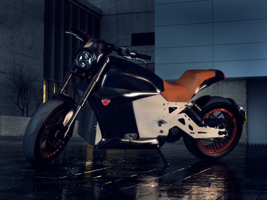 fully dressed cruising electric motorcycle