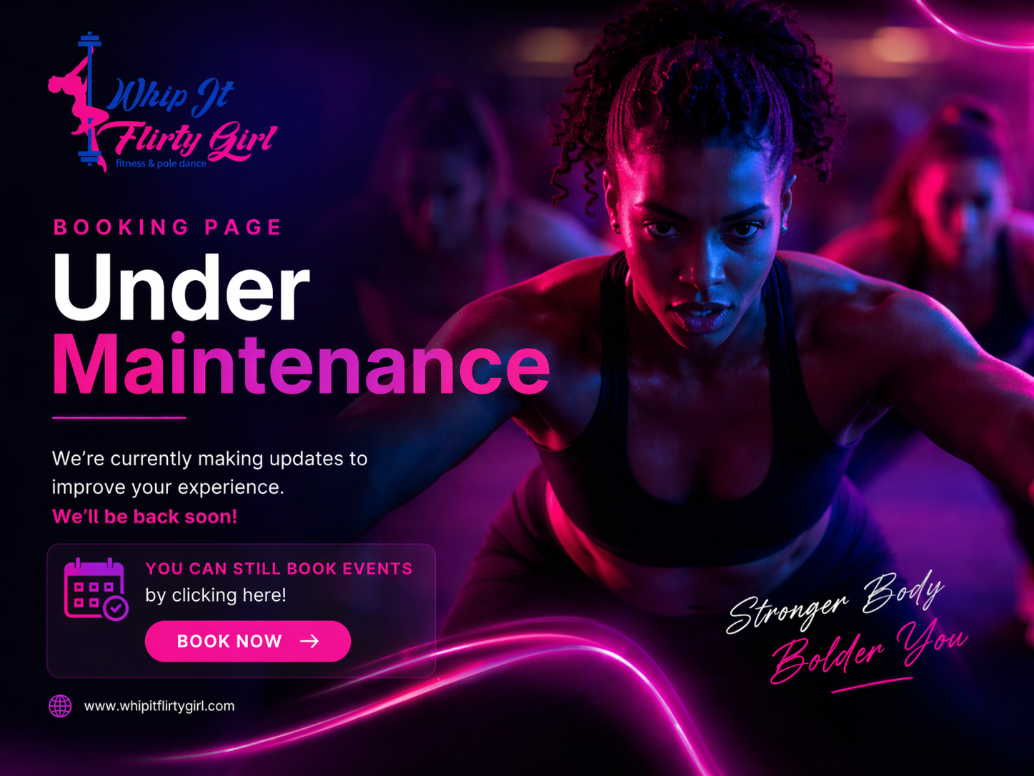 Booking page under maintenance