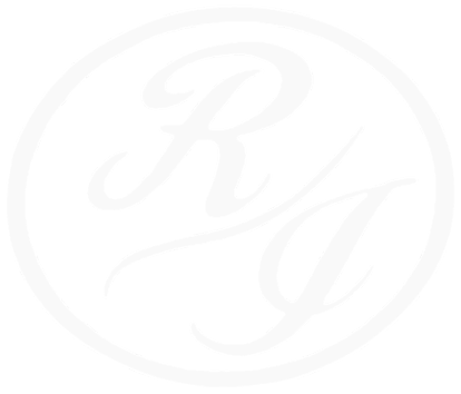 A white logo with the letter r in a circle on a white background.