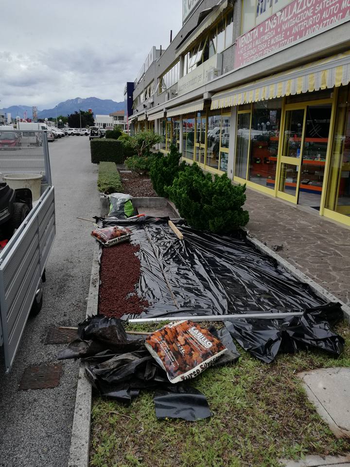 preparazione di un'aiuola pubblica
