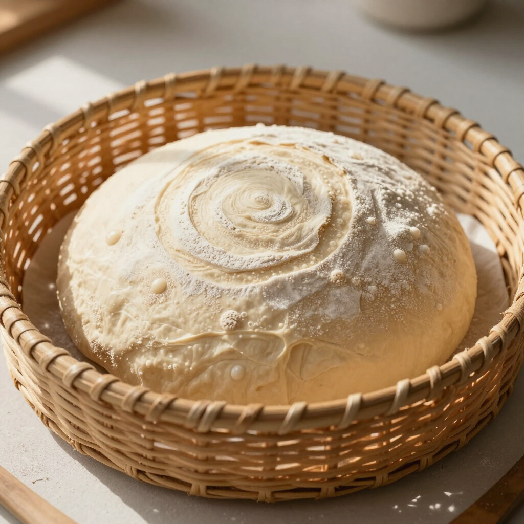 Unbakes sourdough n wicker banneton