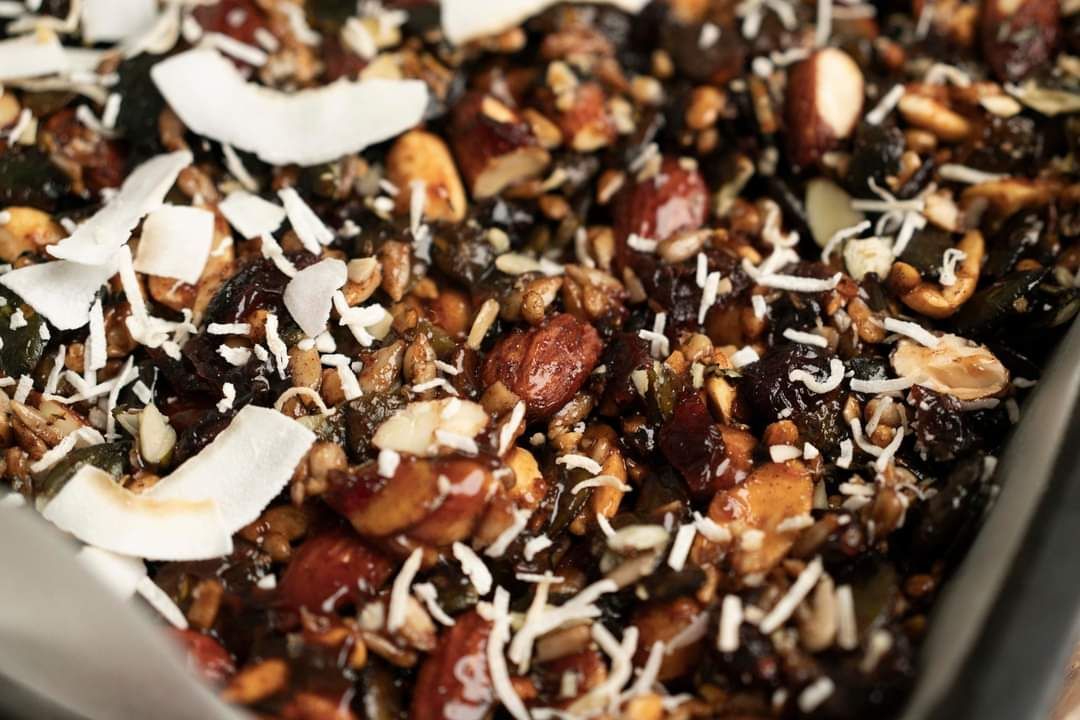 seeds nuts dried fruit and cocount bars