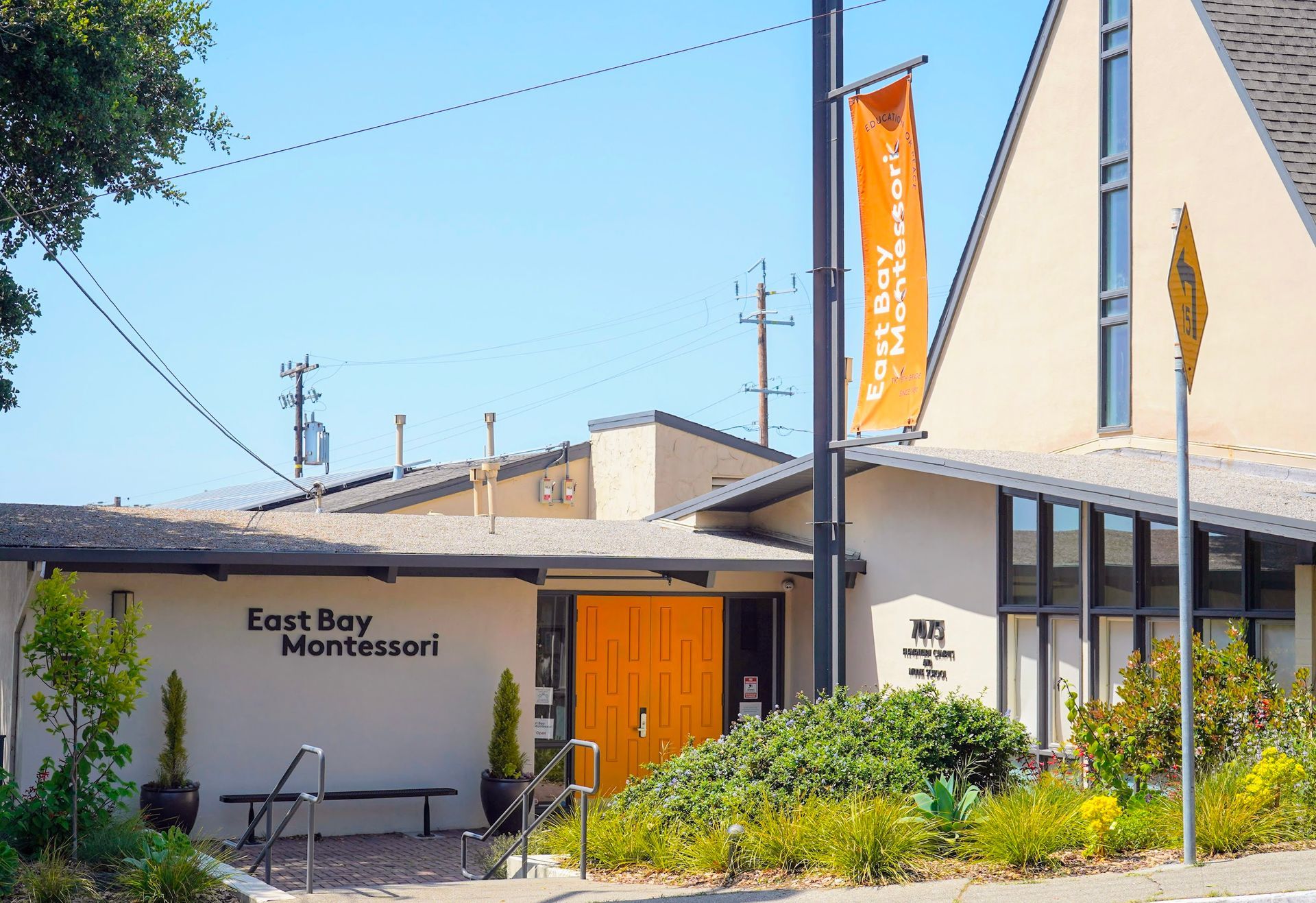 A view of the main entrance of East Bay Montessori.