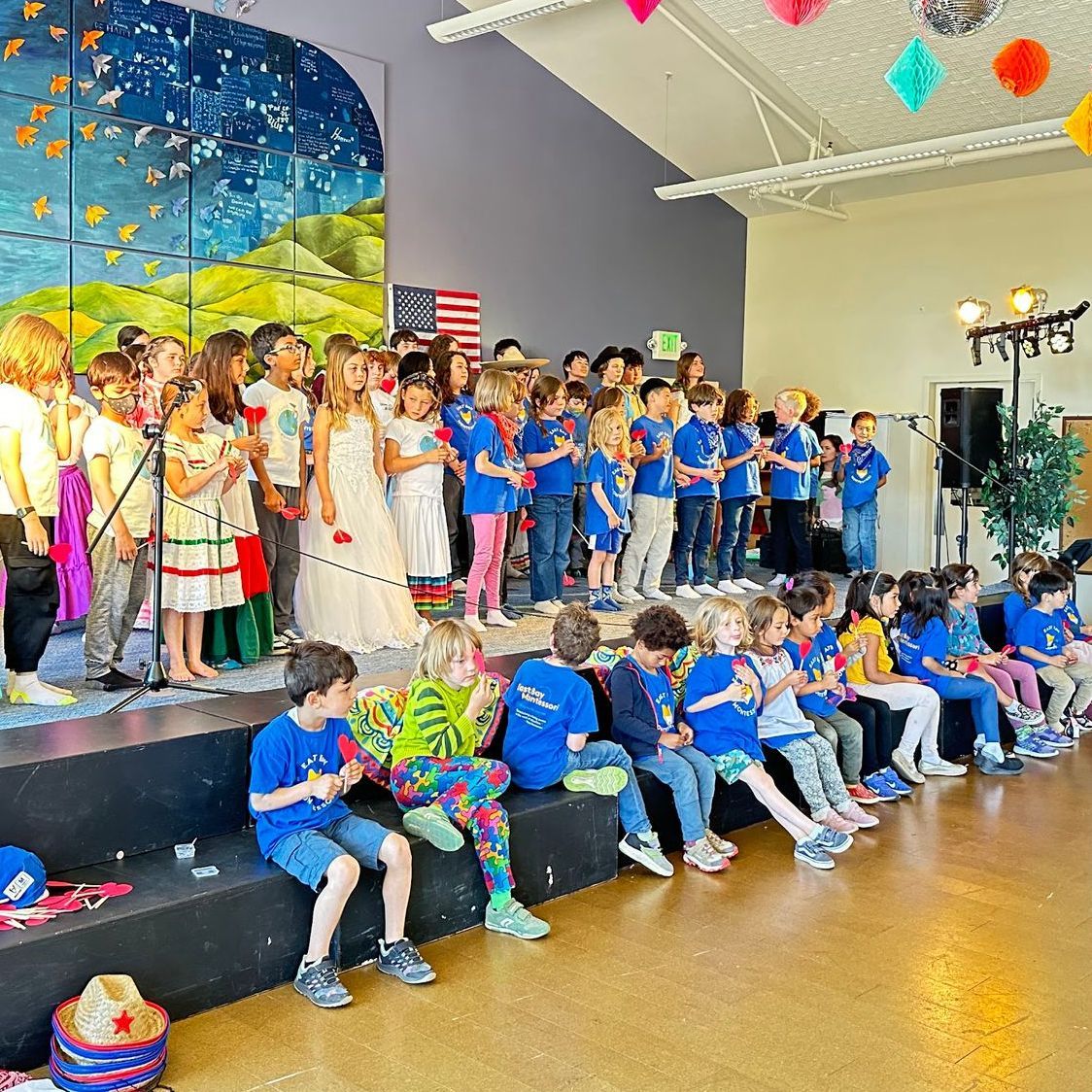 All EBM students sing together for the Cinco de Mayo festival.