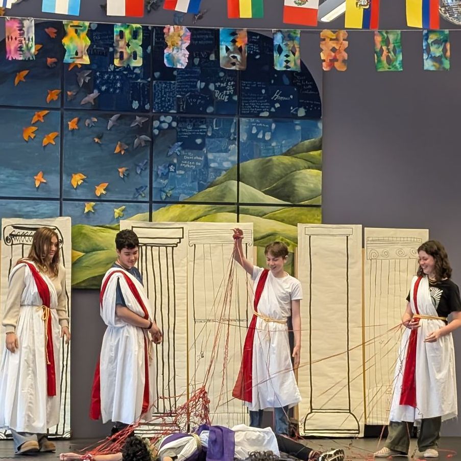 The Middle School students perform Julius Caesar for the school as part of their theater class.