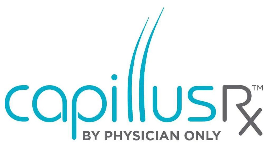 A logo for a company called capillus rx by physician only.