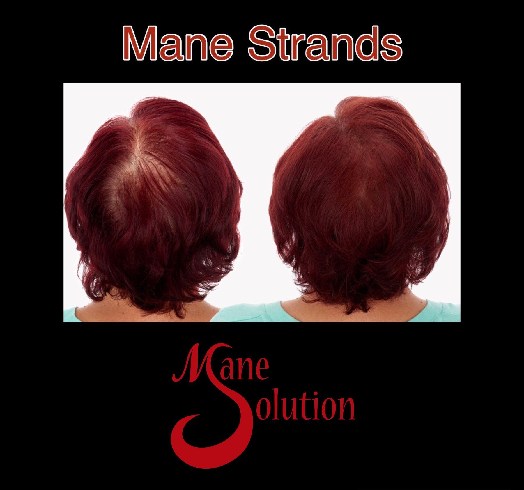 A picture of a woman 's hair before and after using mane strands