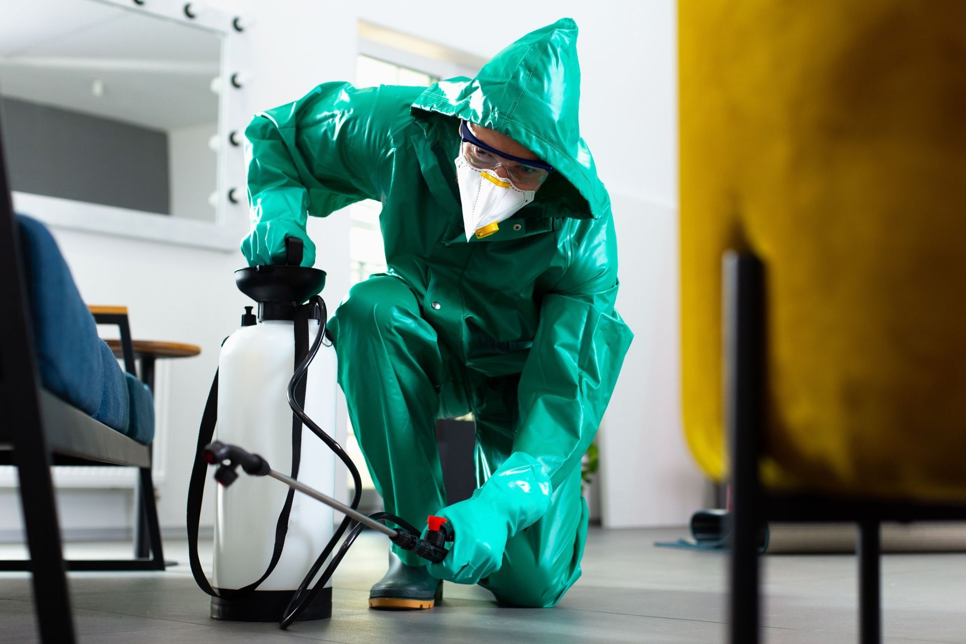 Professional Biohazard Cleaner cleaning a contaminated site