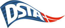 A blue white and red logo for a company called dstan