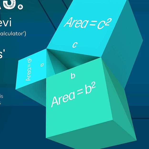 maths digital wall mural design by Fusional. Sample showing Pythagoras theorem