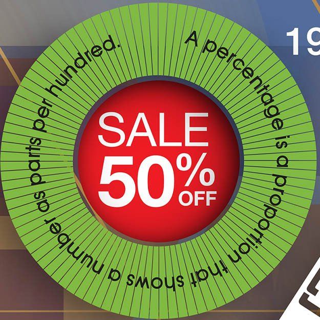 detail of maths mural demonstrating percentages