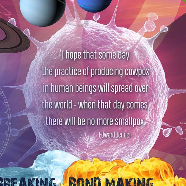 science wall mural design Edward Jenner smallpox virus biology