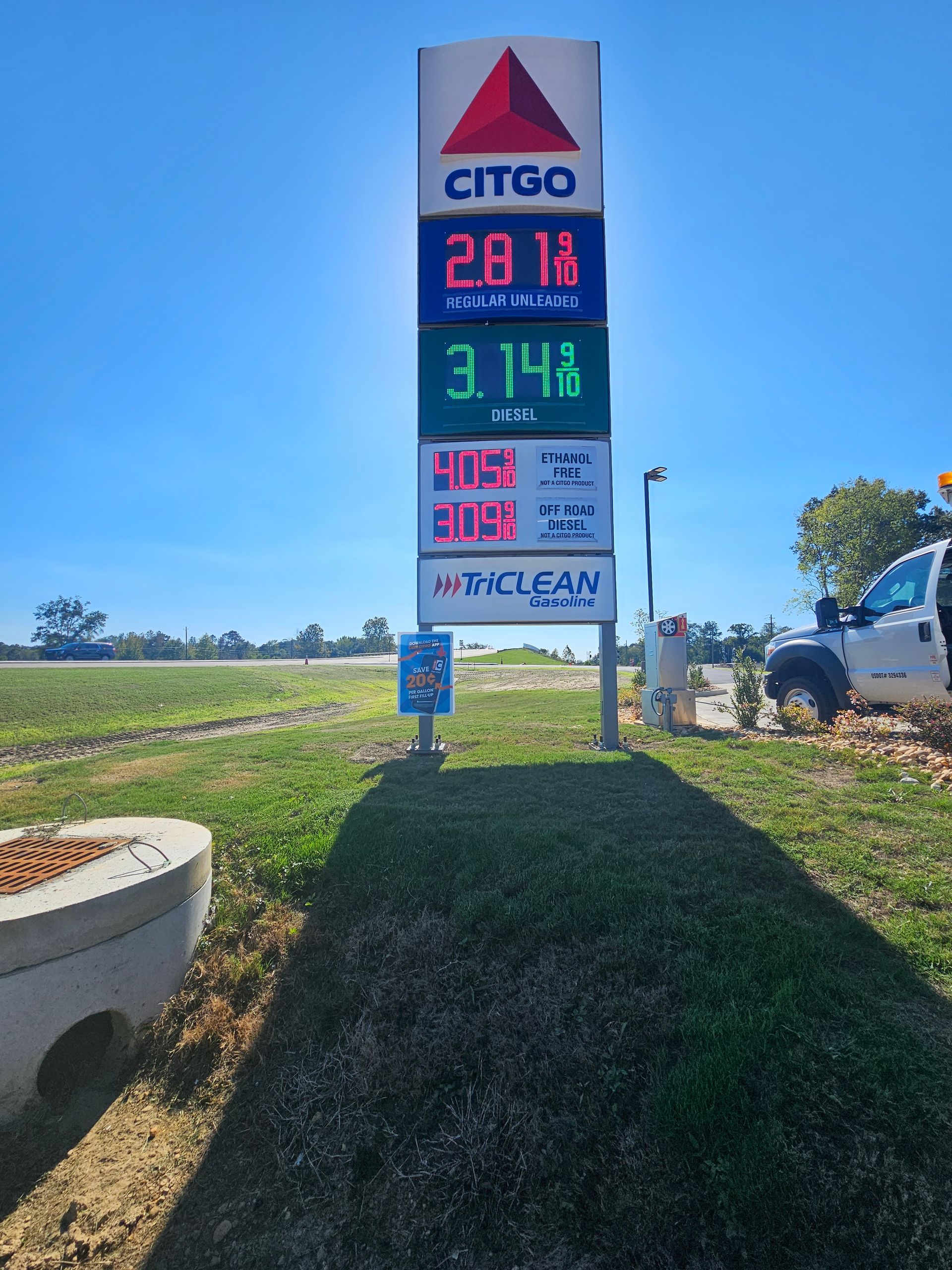 A citigo gas station displays the price of gas