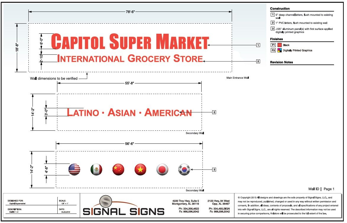 A sign for capitol super market international grocery store