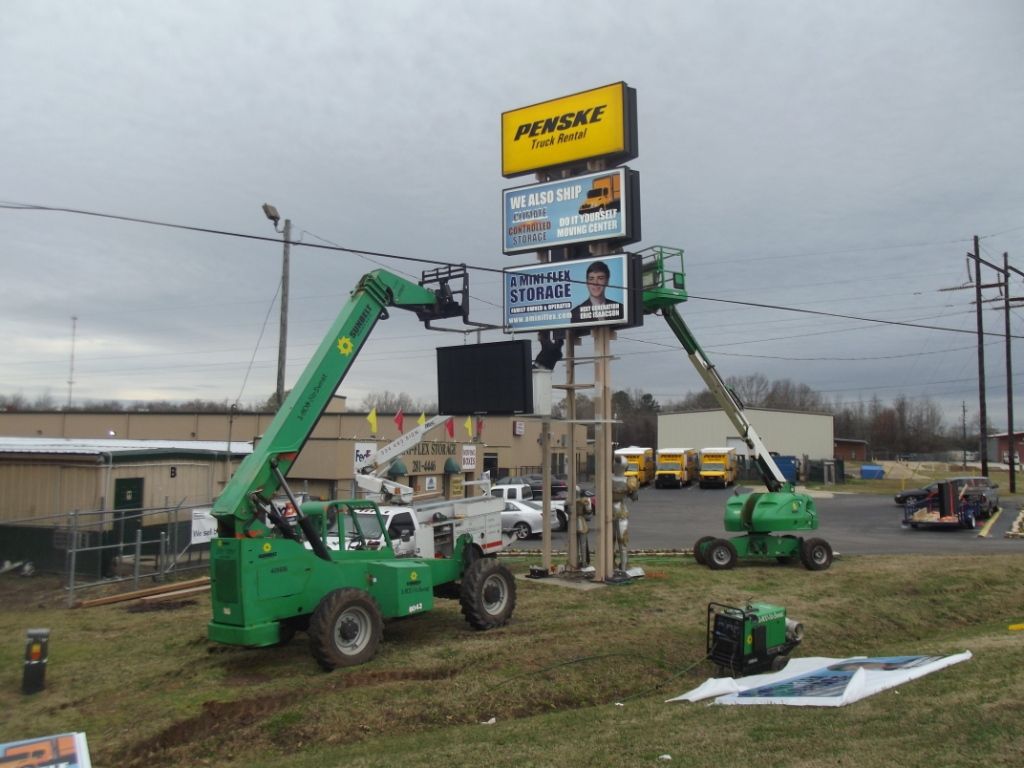 A large yellow sign that says power on it