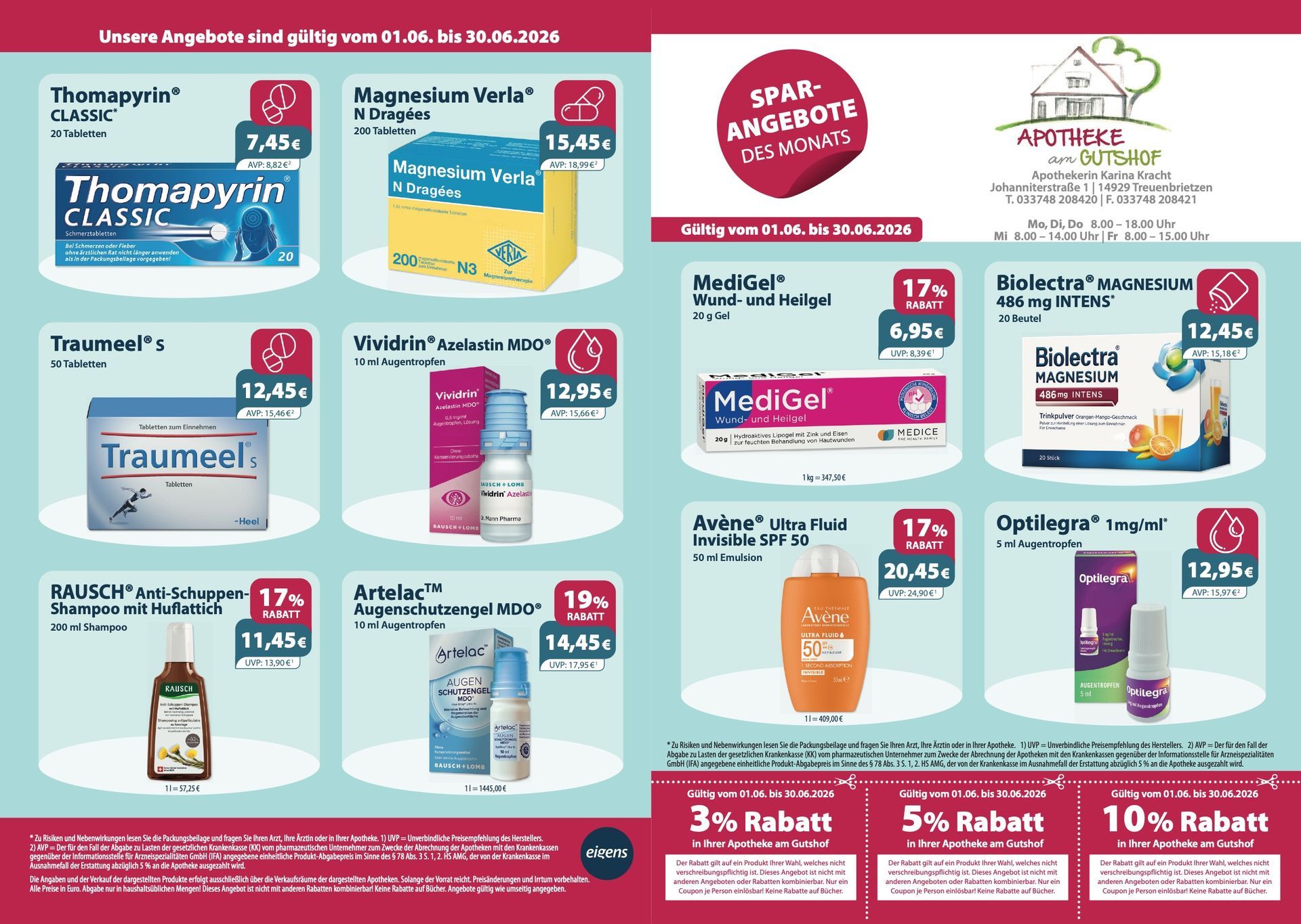 Ein Flyer für eine Apotheke zeigt eine Vielzahl von Produkten