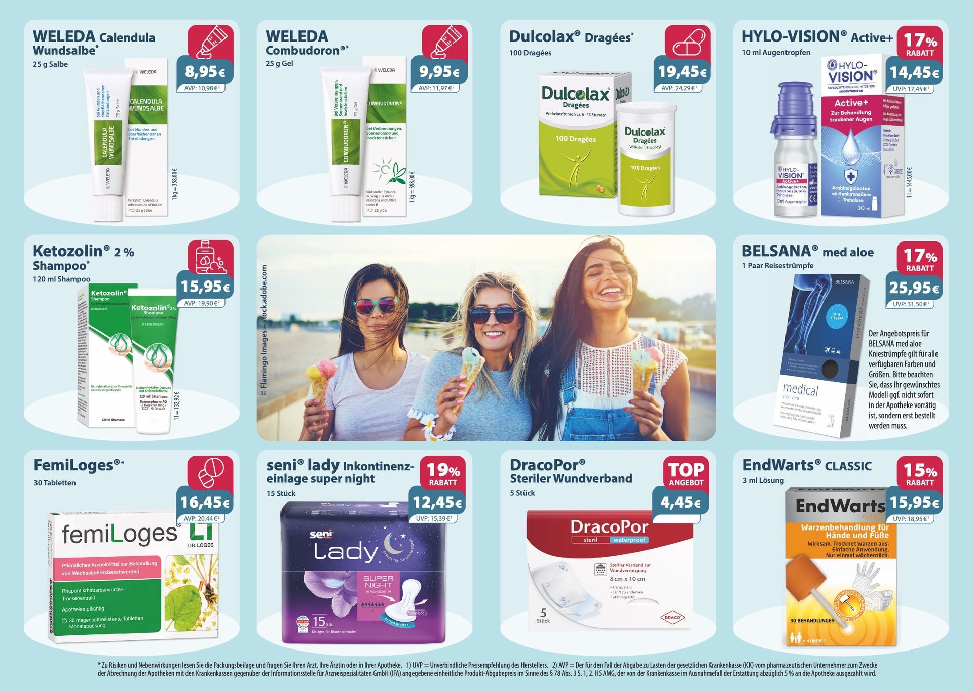 Ein Flyer für eine Apotheke mit dem Bild eines Babys darauf.