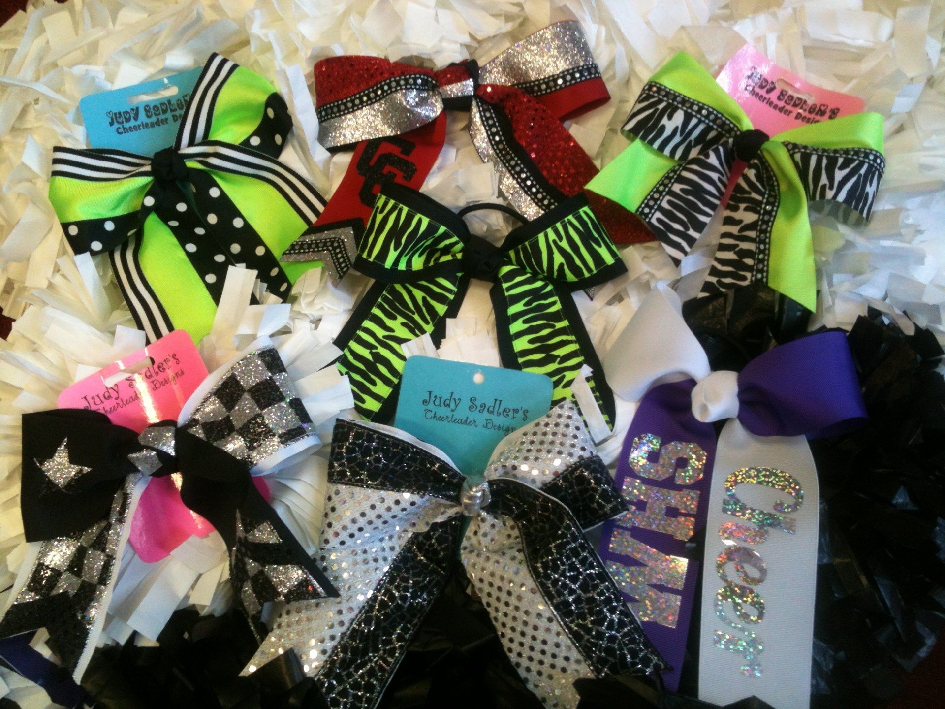 custom sparkle cheer bows