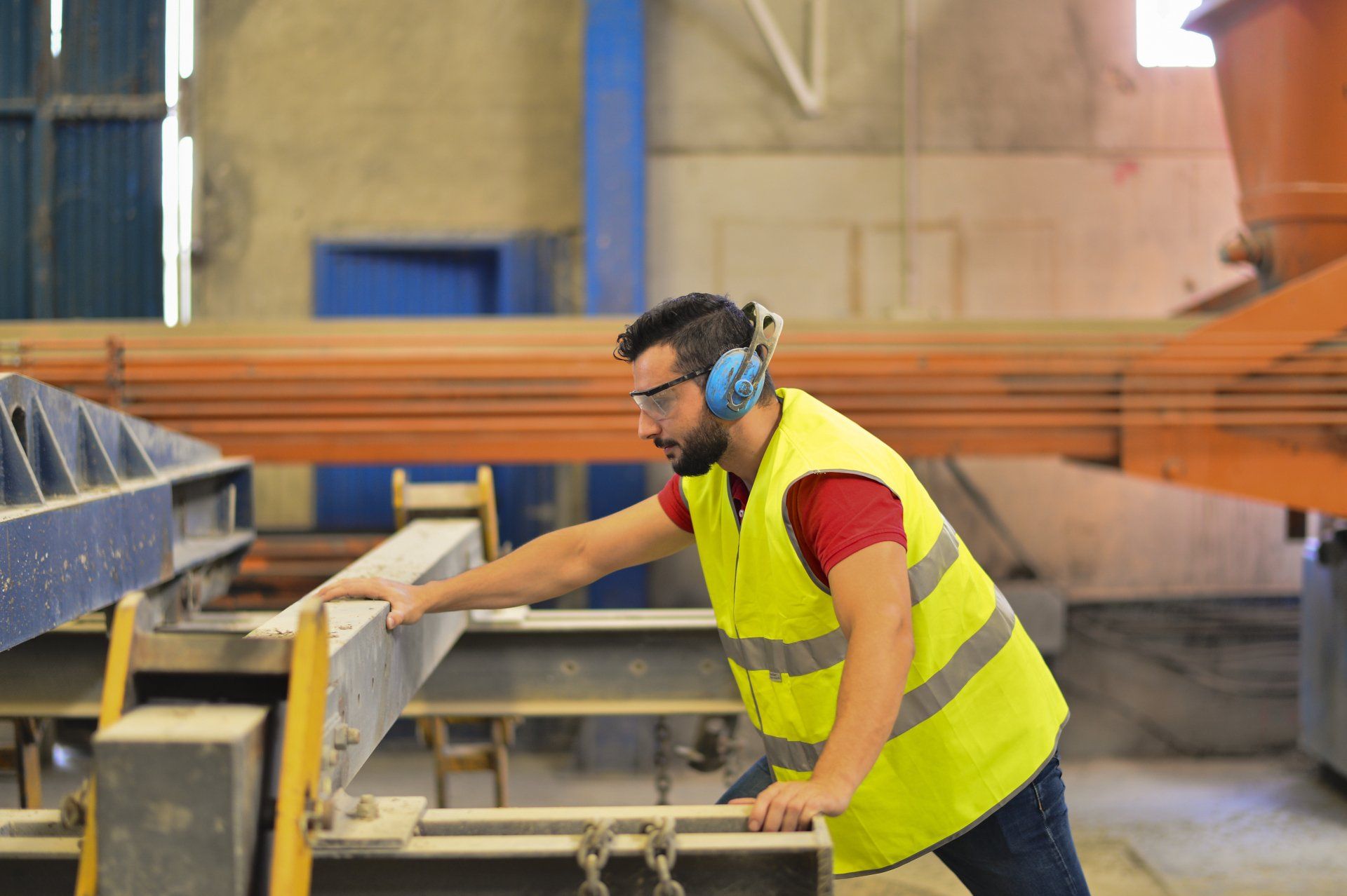 worker wearing hearing protection