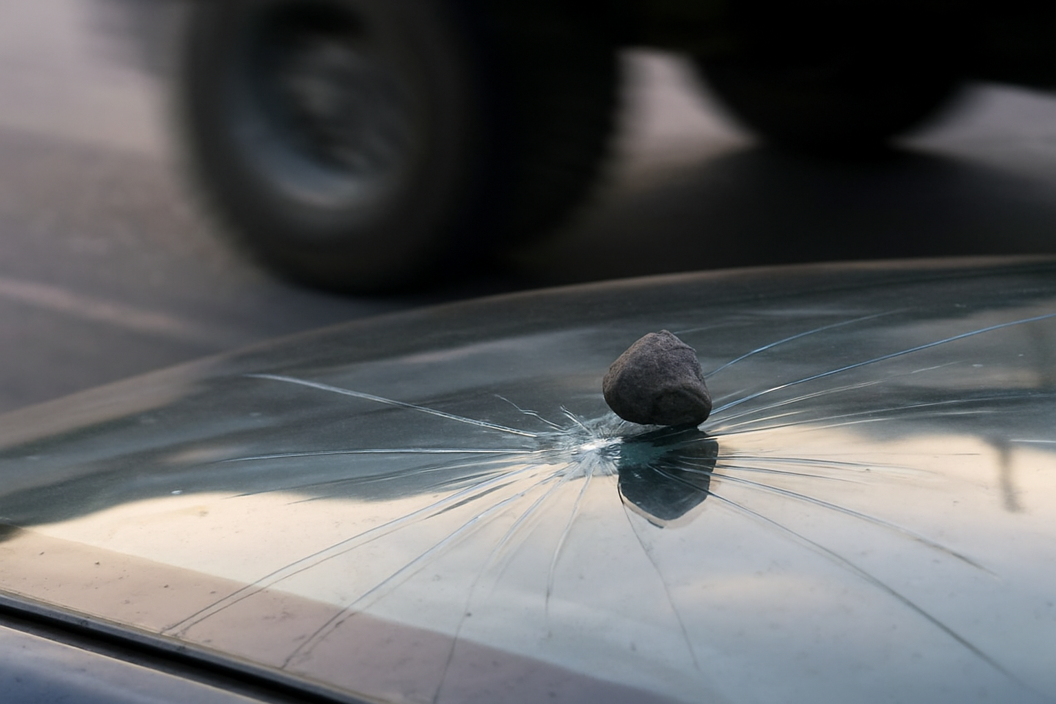 Windshield Has a Bullseye Crack