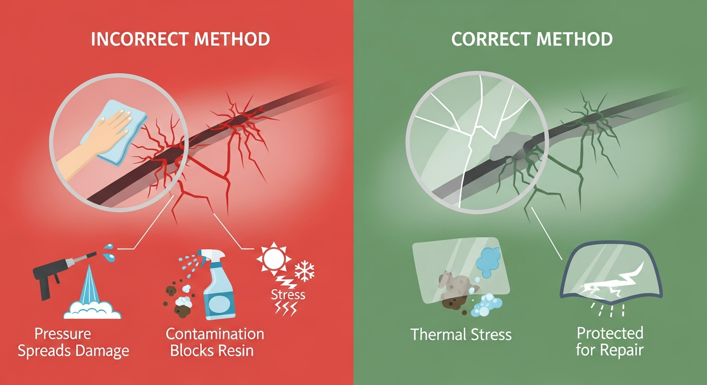 Why Cleaning a Damaged Windscreen Requires Extra Care