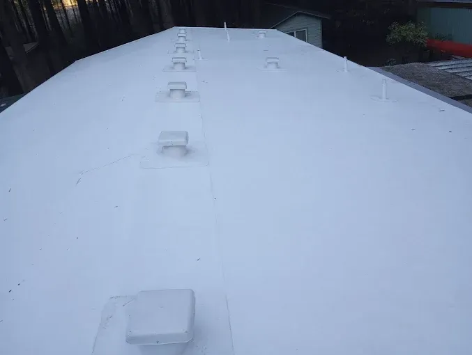 White roof with several square vents, possibly on a building.