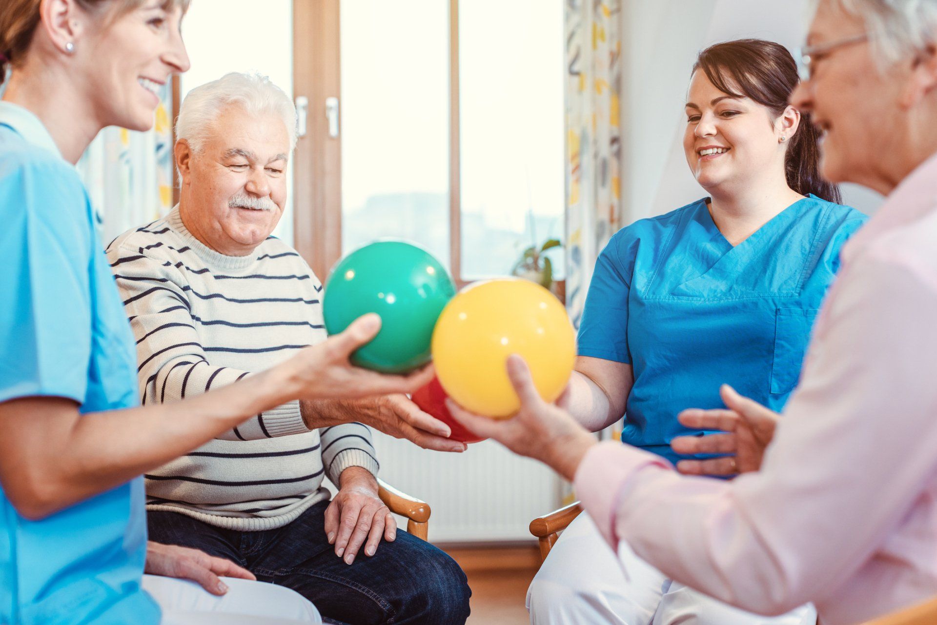 Elderly Care — Group of Seniors Doing Sport and Gymnastics in Columbus, OH