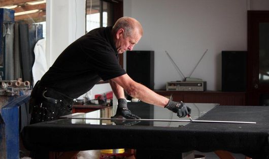 Glazier at work in Christchurch