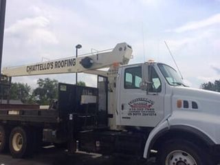 Chiattello's White crane truck  - Fence builders in Dyer, IN